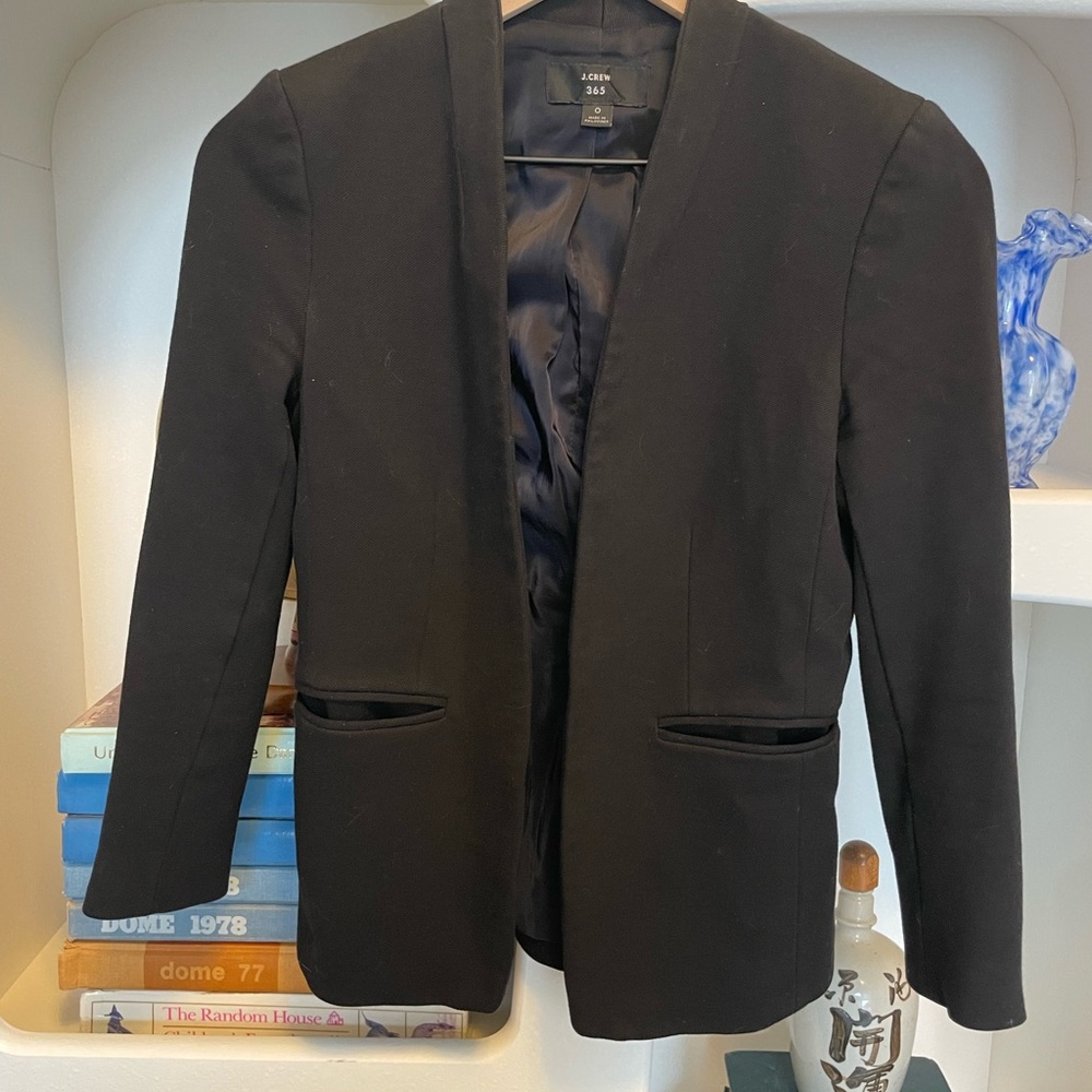 JCrew Classic Collarless Black Blazer